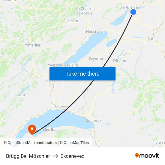 Brügg Be, Möschler to Excenevex map