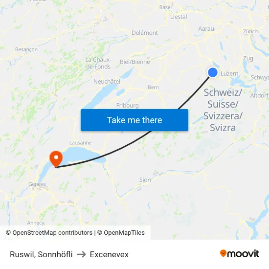 Ruswil, Sonnhöfli to Excenevex map