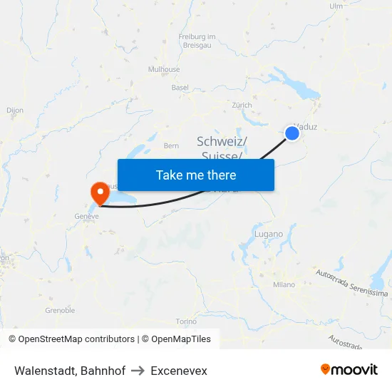 Walenstadt, Bahnhof to Excenevex map
