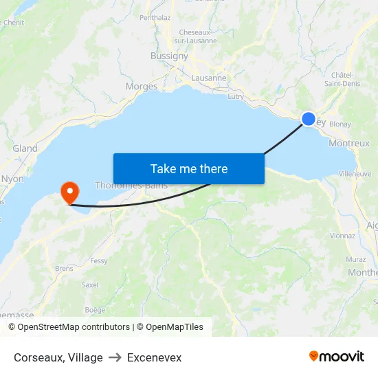 Corseaux, Village to Excenevex map