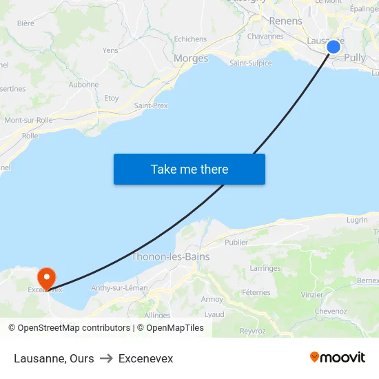 Lausanne, Ours to Excenevex map