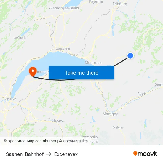 Saanen, Bahnhof to Excenevex map