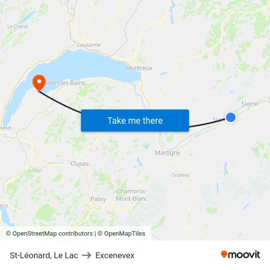 St-Léonard, Le Lac to Excenevex map