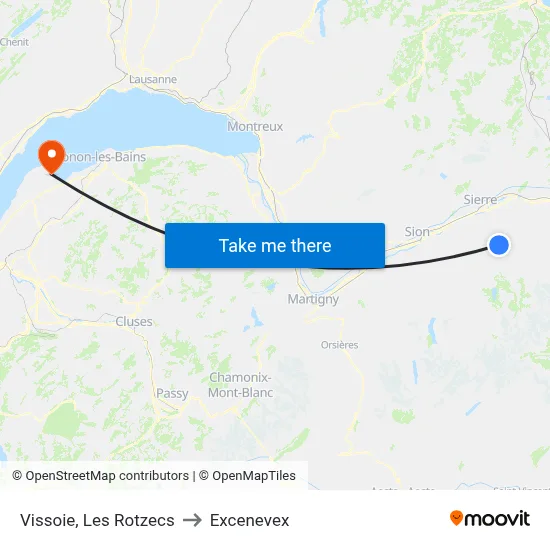 Vissoie, Les Rotzecs to Excenevex map