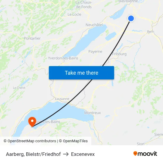 Aarberg, Bielstr/Friedhof to Excenevex map
