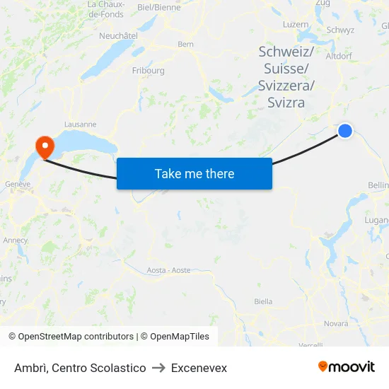 Ambrì, Centro Scolastico to Excenevex map