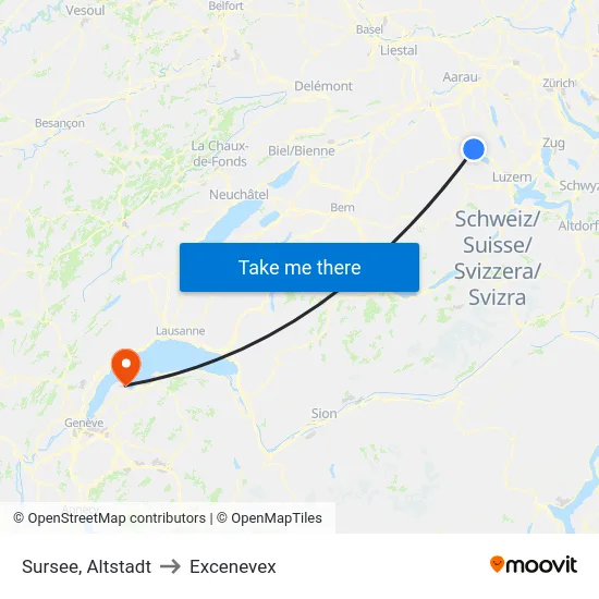 Sursee, Altstadt to Excenevex map