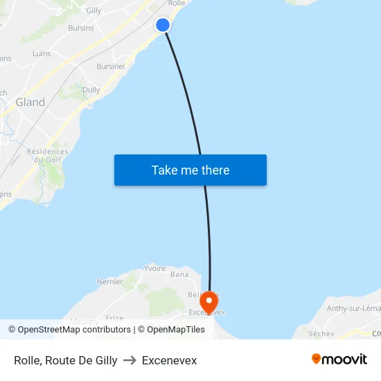 Rolle, Route De Gilly to Excenevex map
