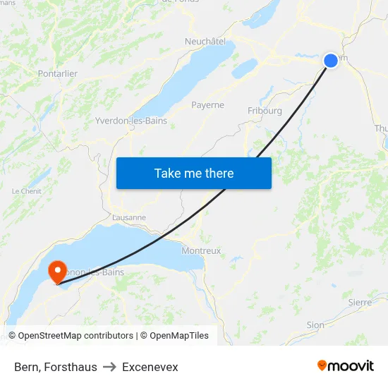 Bern, Forsthaus to Excenevex map