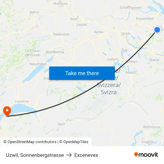 Uzwil, Sonnenbergstrasse to Excenevex map