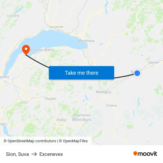 Sion, Suva to Excenevex map