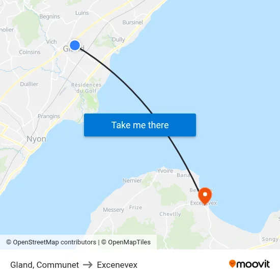 Gland, Communet to Excenevex map