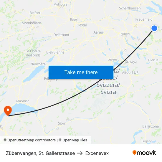 Züberwangen, St. Gallerstrasse to Excenevex map