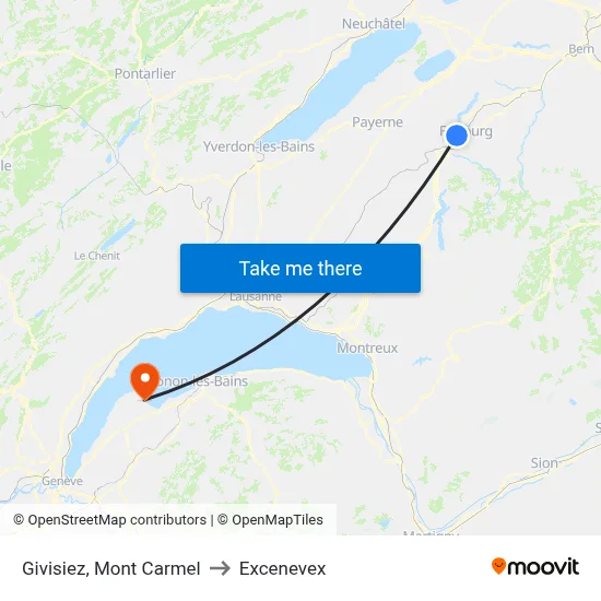 Givisiez, Mont Carmel to Excenevex map