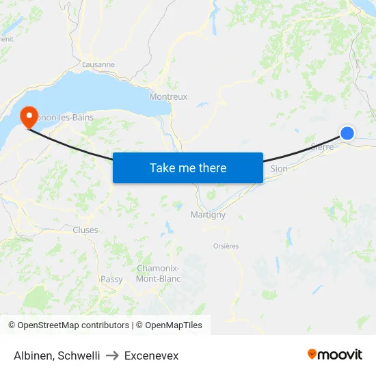 Albinen, Schwelli to Excenevex map