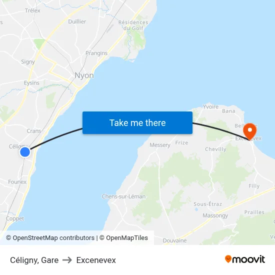 Céligny, Gare to Excenevex map