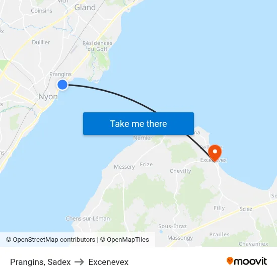 Prangins, Sadex to Excenevex map