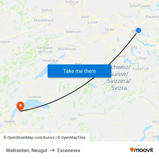 Wallisellen, Neugut to Excenevex map