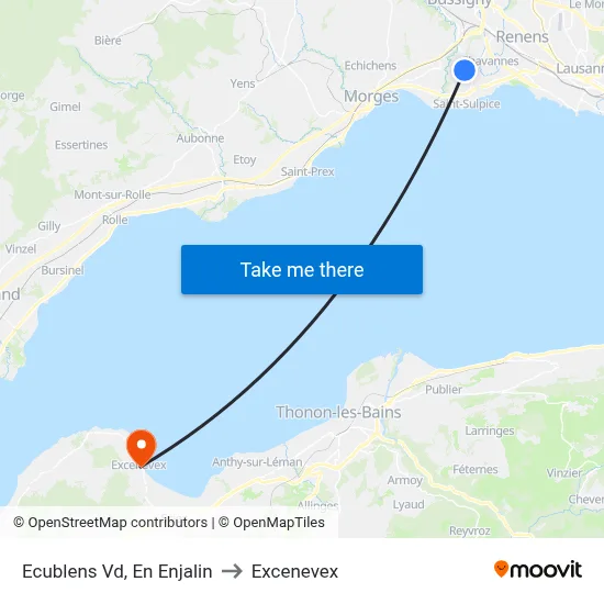 Ecublens Vd, En Enjalin to Excenevex map