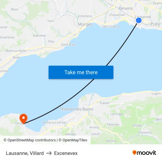 Lausanne, Villard to Excenevex map