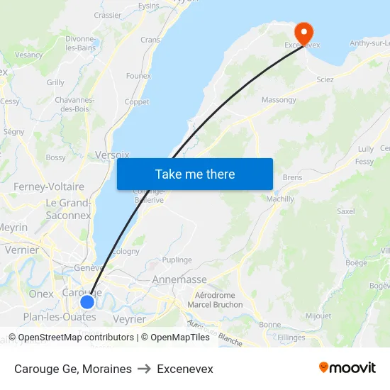 Carouge Ge, Moraines to Excenevex map