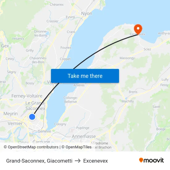Grand-Saconnex, Giacometti to Excenevex map