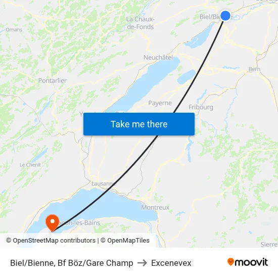 Biel/Bienne, Bf Böz/Gare Champ to Excenevex map