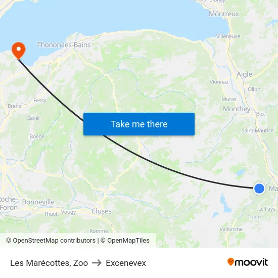 Les Marécottes, Zoo to Excenevex map
