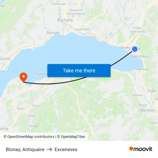 Blonay, Antiquaire to Excenevex map