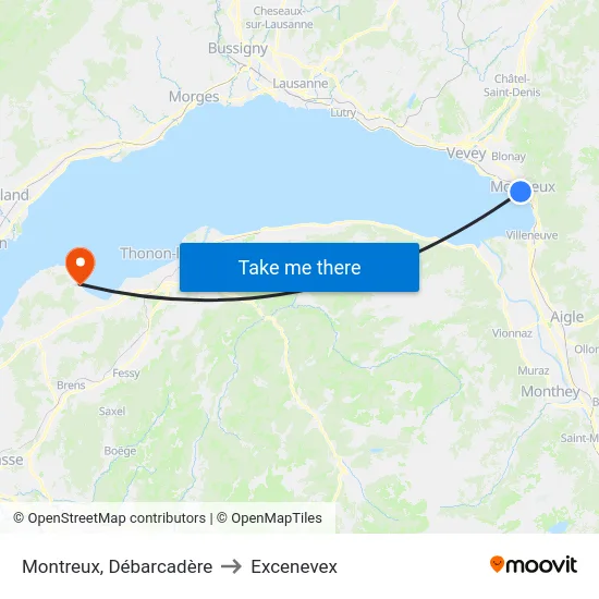 Montreux, Débarcadère to Excenevex map