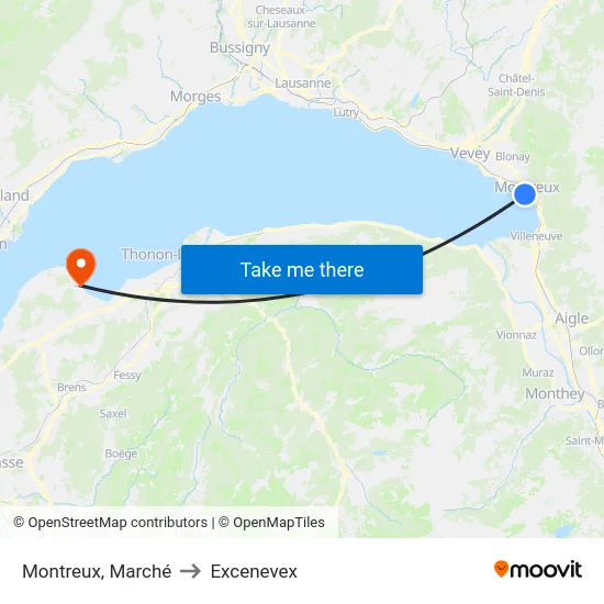 Montreux, Marché to Excenevex map