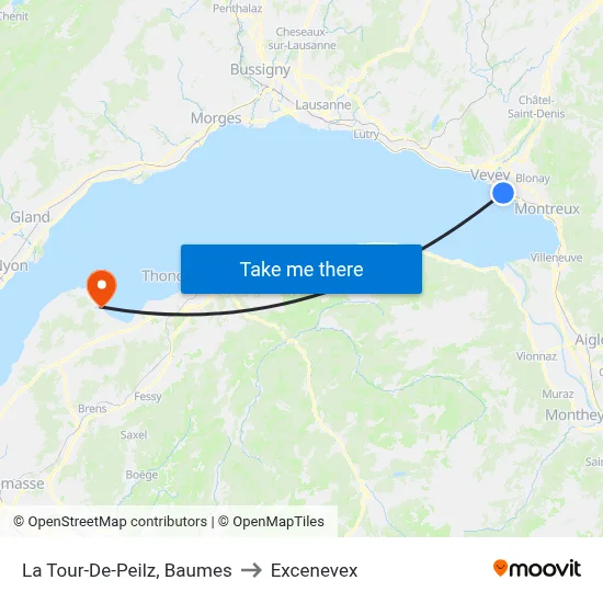 La Tour-De-Peilz, Baumes to Excenevex map