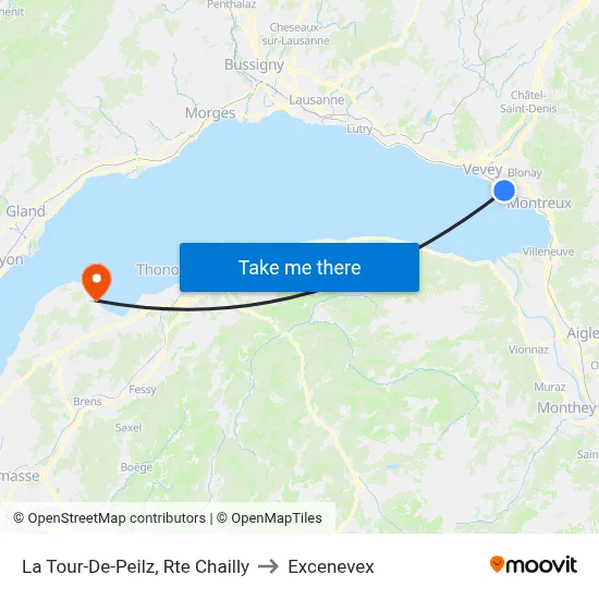 La Tour-De-Peilz, Rte Chailly to Excenevex map