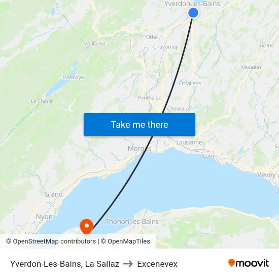 Yverdon-Les-Bains, La Sallaz to Excenevex map