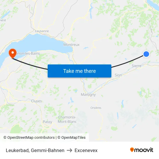 Leukerbad, Gemmi-Bahnen to Excenevex map