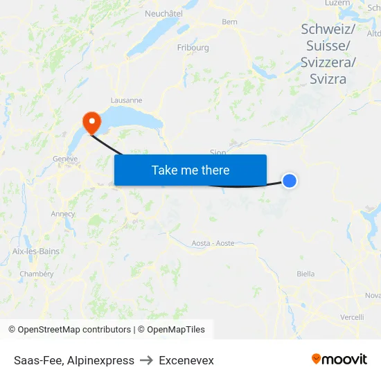 Saas-Fee, Alpinexpress to Excenevex map