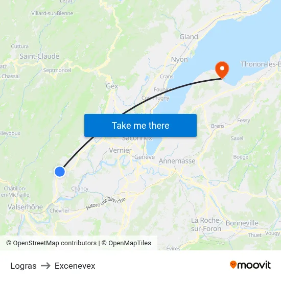 Logras to Excenevex map