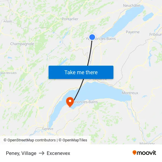Peney, Village to Excenevex map