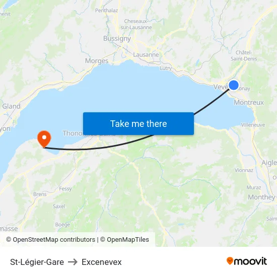 St-Légier-Gare to Excenevex map