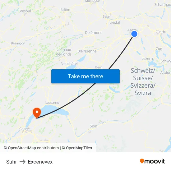 Suhr to Excenevex map