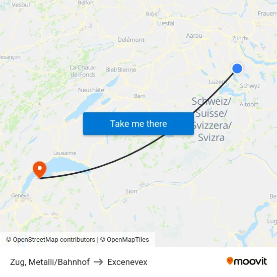 Zug, Metalli/Bahnhof to Excenevex map