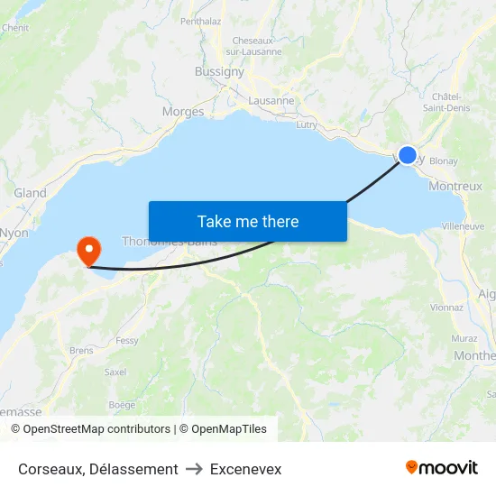 Corseaux, Délassement to Excenevex map