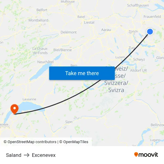 Saland to Excenevex map
