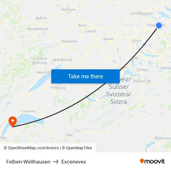Felben-Wellhausen to Excenevex map
