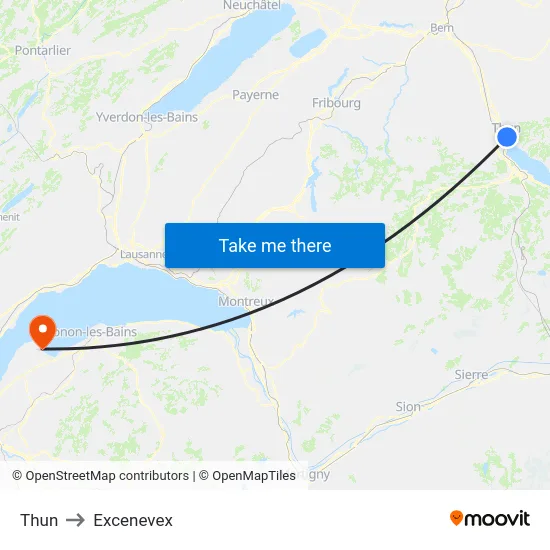 Thun to Excenevex map