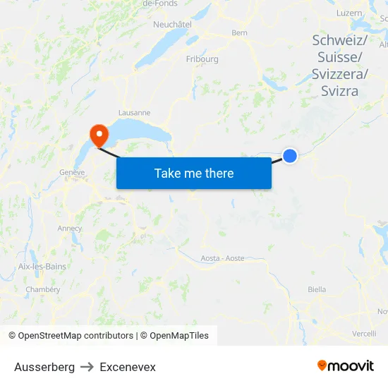 Ausserberg to Excenevex map