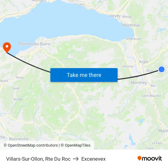 Villars-Sur-Ollon, Rte Du Roc to Excenevex map