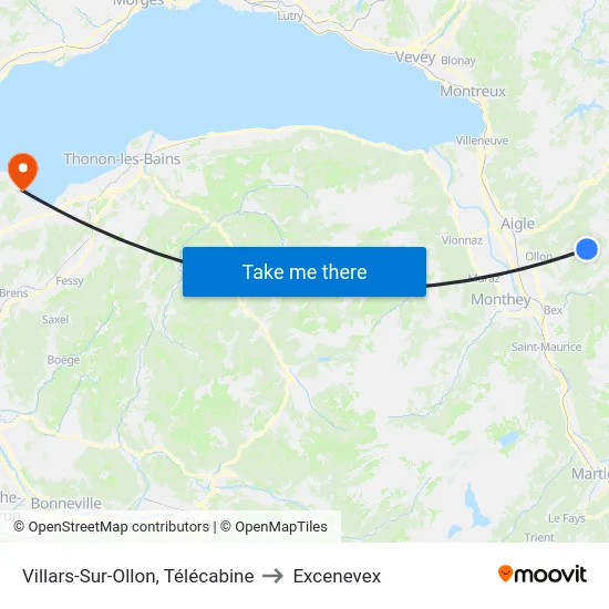Villars-Sur-Ollon, Télécabine to Excenevex map
