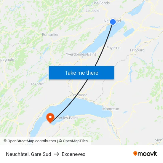 Neuchâtel, Gare Sud to Excenevex map