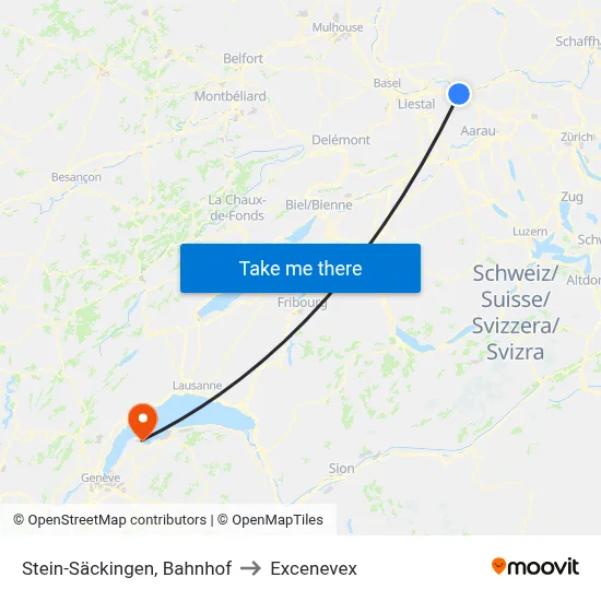 Stein-Säckingen, Bahnhof to Excenevex map